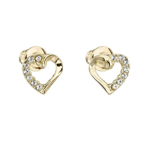 puces d’oreilles dorées en forme de cœur Chéri de Fabos, des boucles d’oreilles Swarovski pour célébrer l’amour