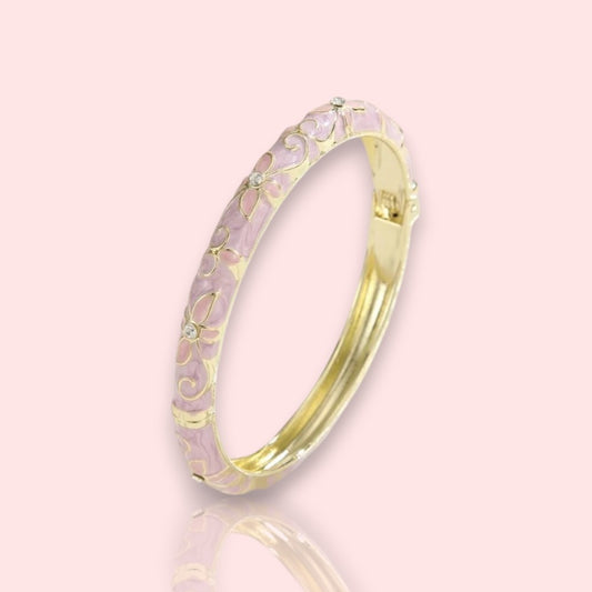 Bracelet jonc Bloom, en émail rose pâle