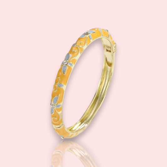 Bracelet jonc Bloom, en émail jaune