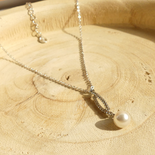 Collier perle 2 branches en cristaux