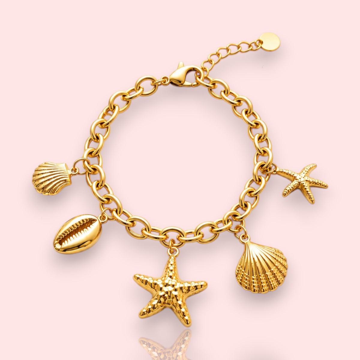 Bracelet breloque acier inoxydable doré Coralia