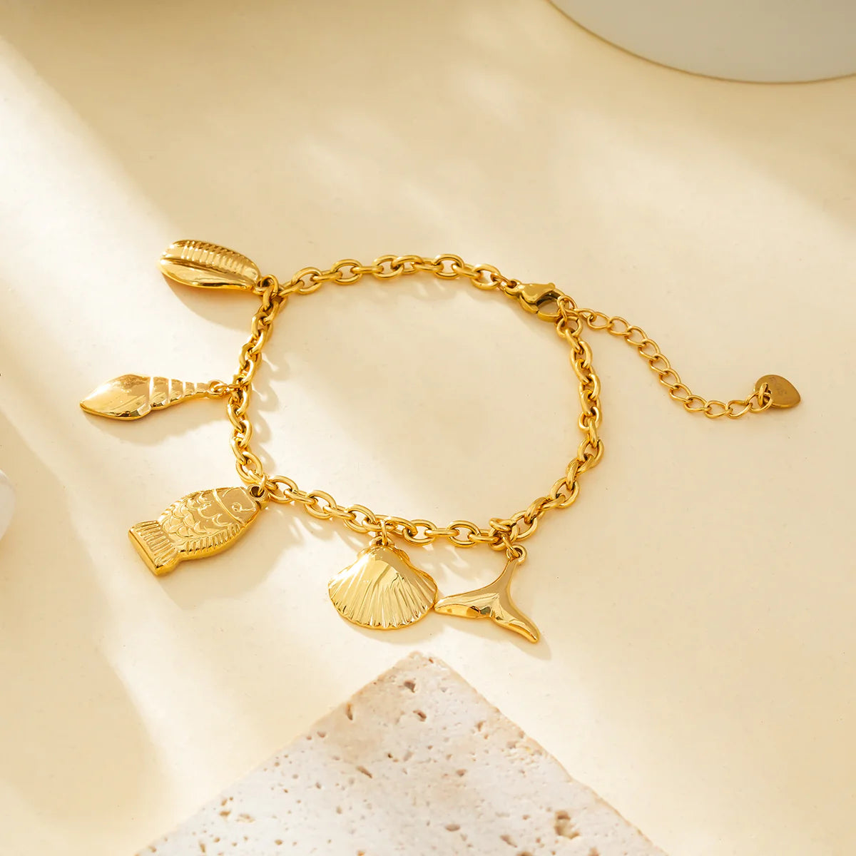 Bracelet pendentif Sea, breloques marines dorées