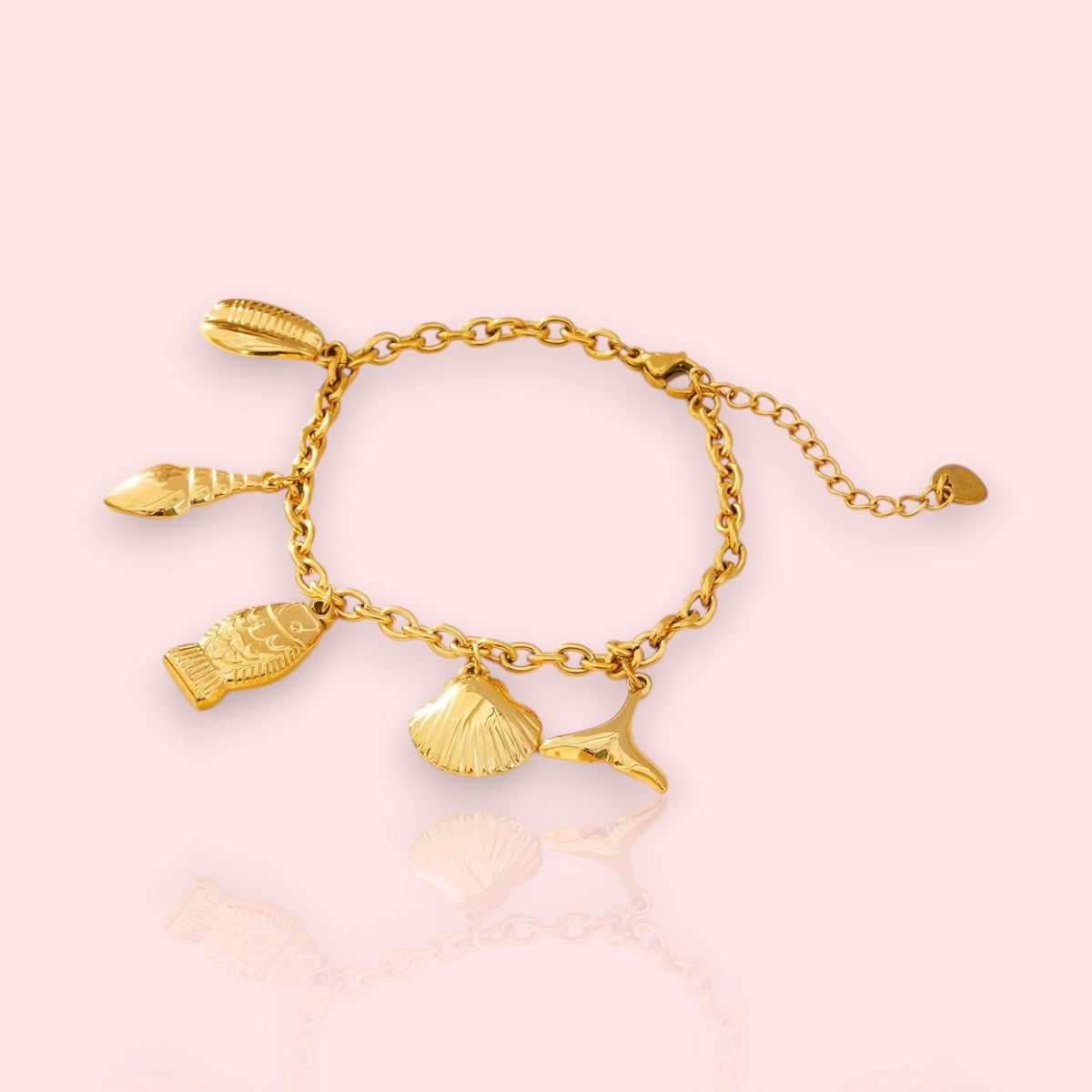 Bracelet pendentif Sea, breloques marines dorées