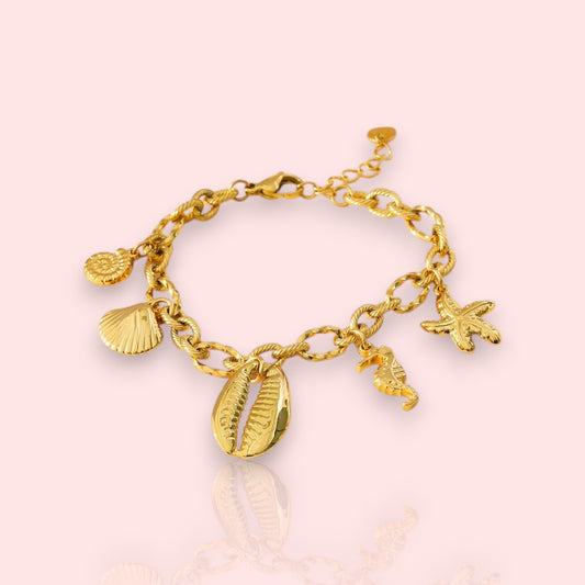 Bracelet pendentif Marina, breloques marines dorées