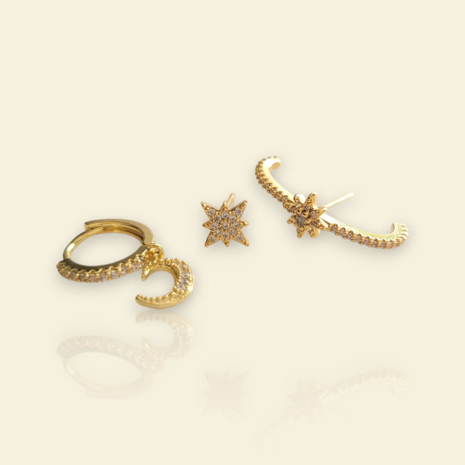 boucle d’oreille 3 trous Trilogie, une composition de boucles d’oreilles tendance