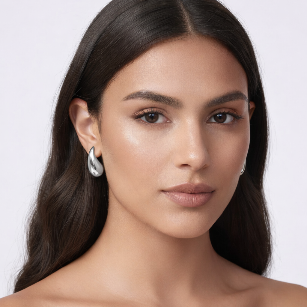 boucles argentées Aqua, des boucles d’oreilles tendance et fluides