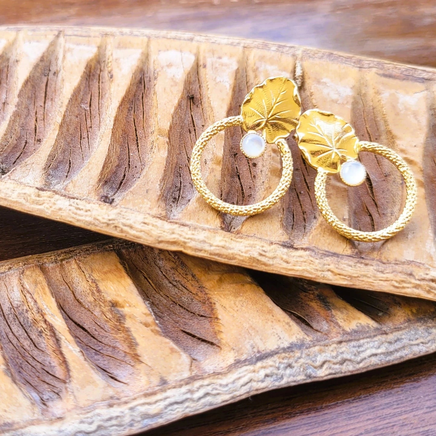 bijoux boucles d’oreilles Canopée en laiton recouvert d’or