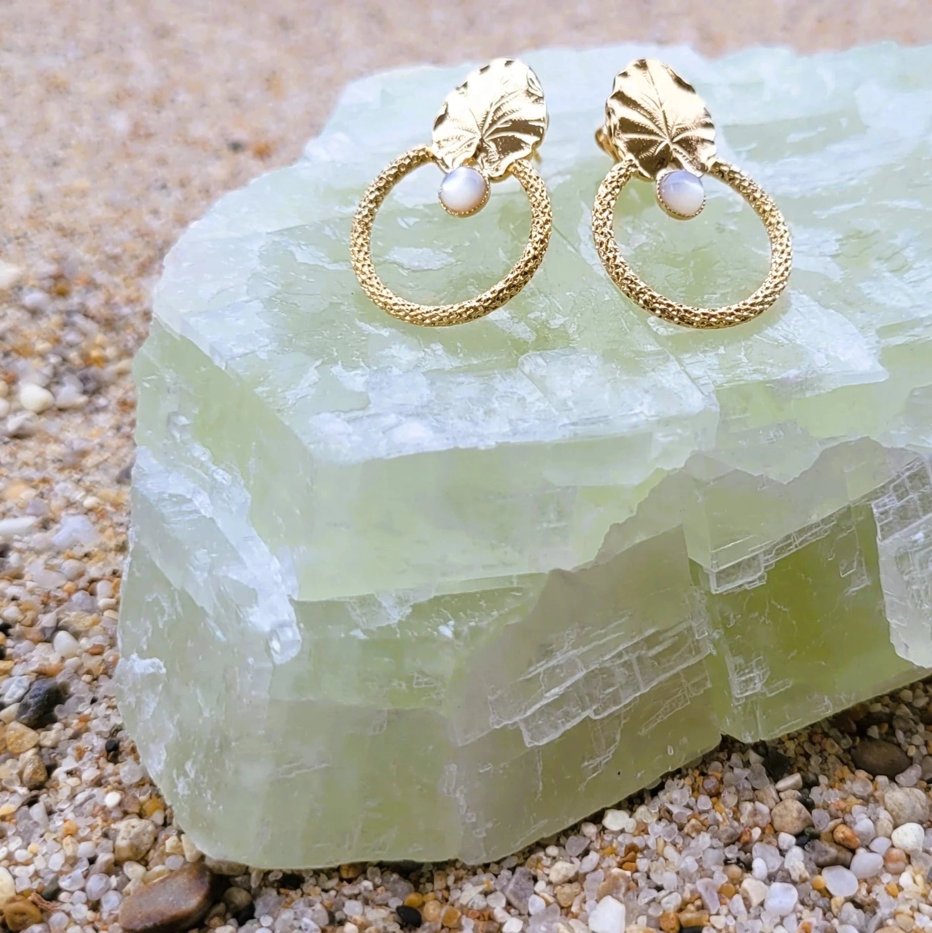 boucles d’oreilles Canopée anti allergiques en laiton recouvert d’or