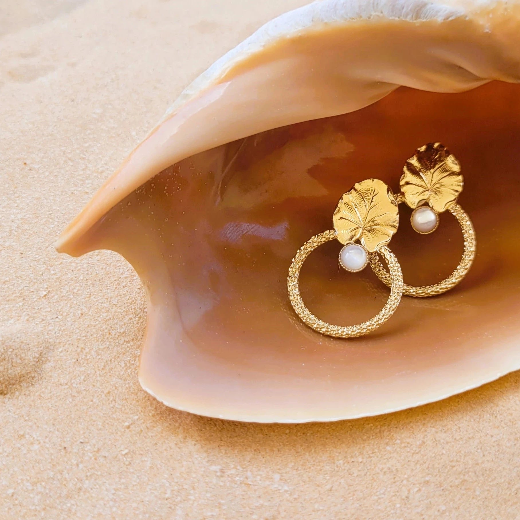 boucles d’oreilles fantaisie originales Canopée en laiton recouvert d’or