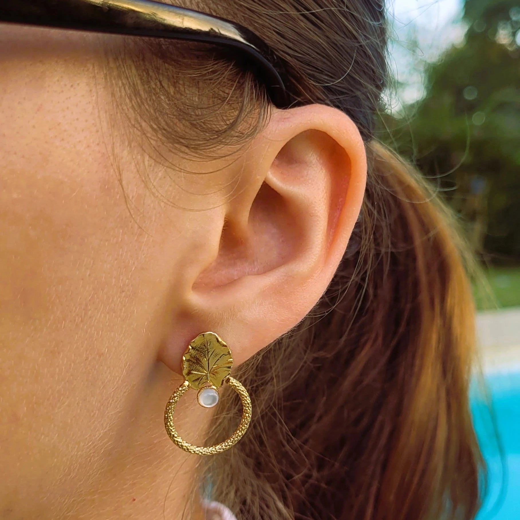boucles d’oreilles originales pour femmes Canopée en laiton recouvert d’or