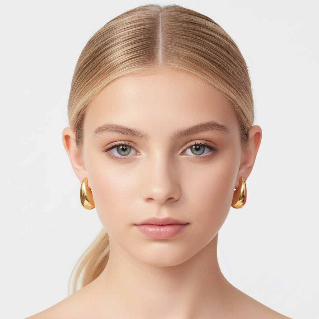 boucles dorées Aqua, des boucles d’oreilles fantaisies originales au design goutte d’eau