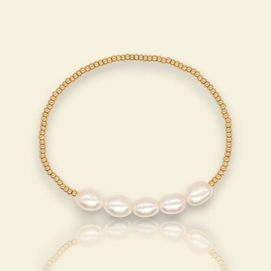 bracelet Ondée, un bracelet fin et nacré avec perles d’eau douce blanches