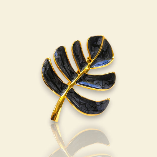 broche dorée Palma, une broche fantaisie tropicale pour vêtement de femme
