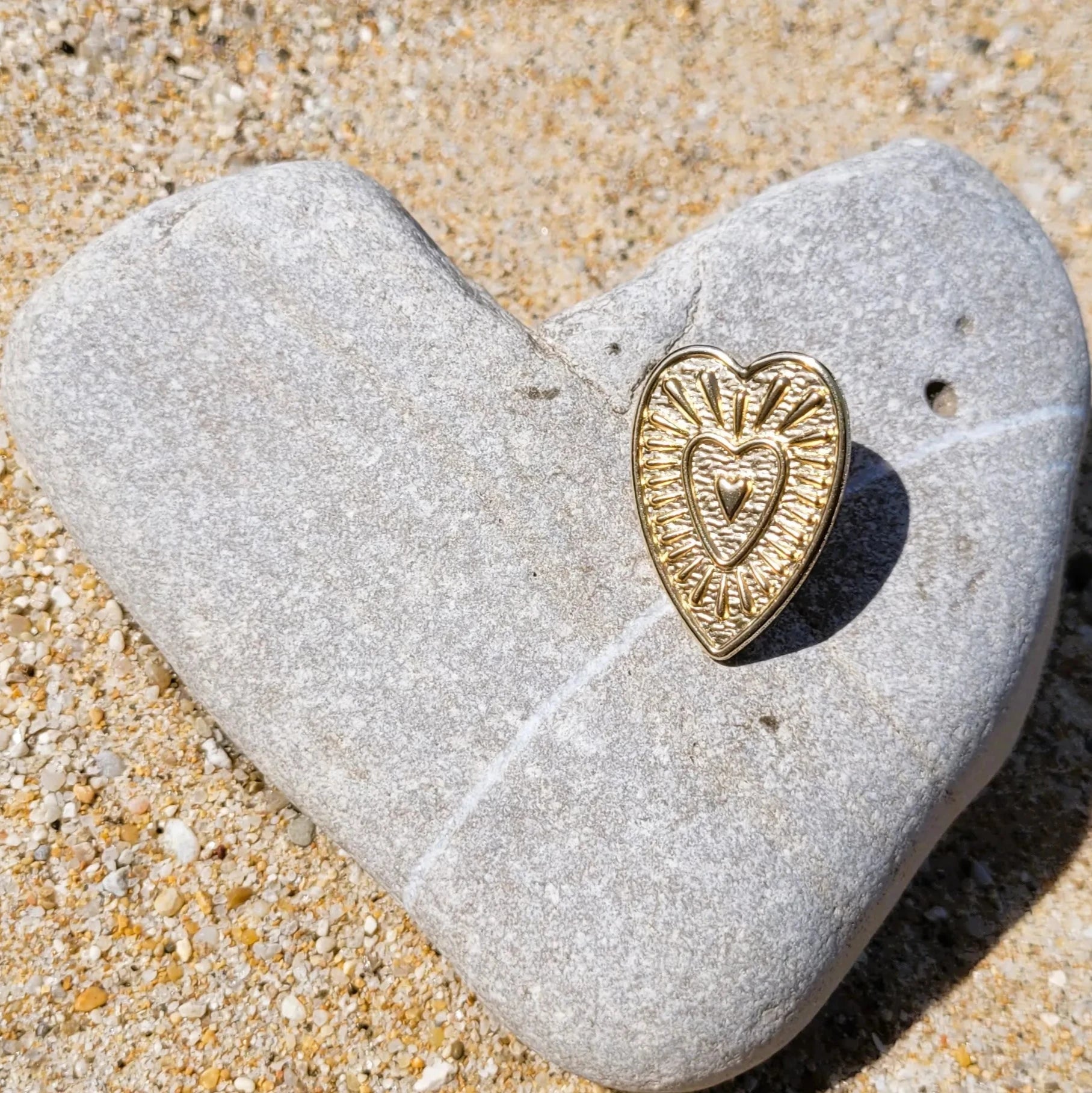 broche de luxe Valentine en forme de cœur doré