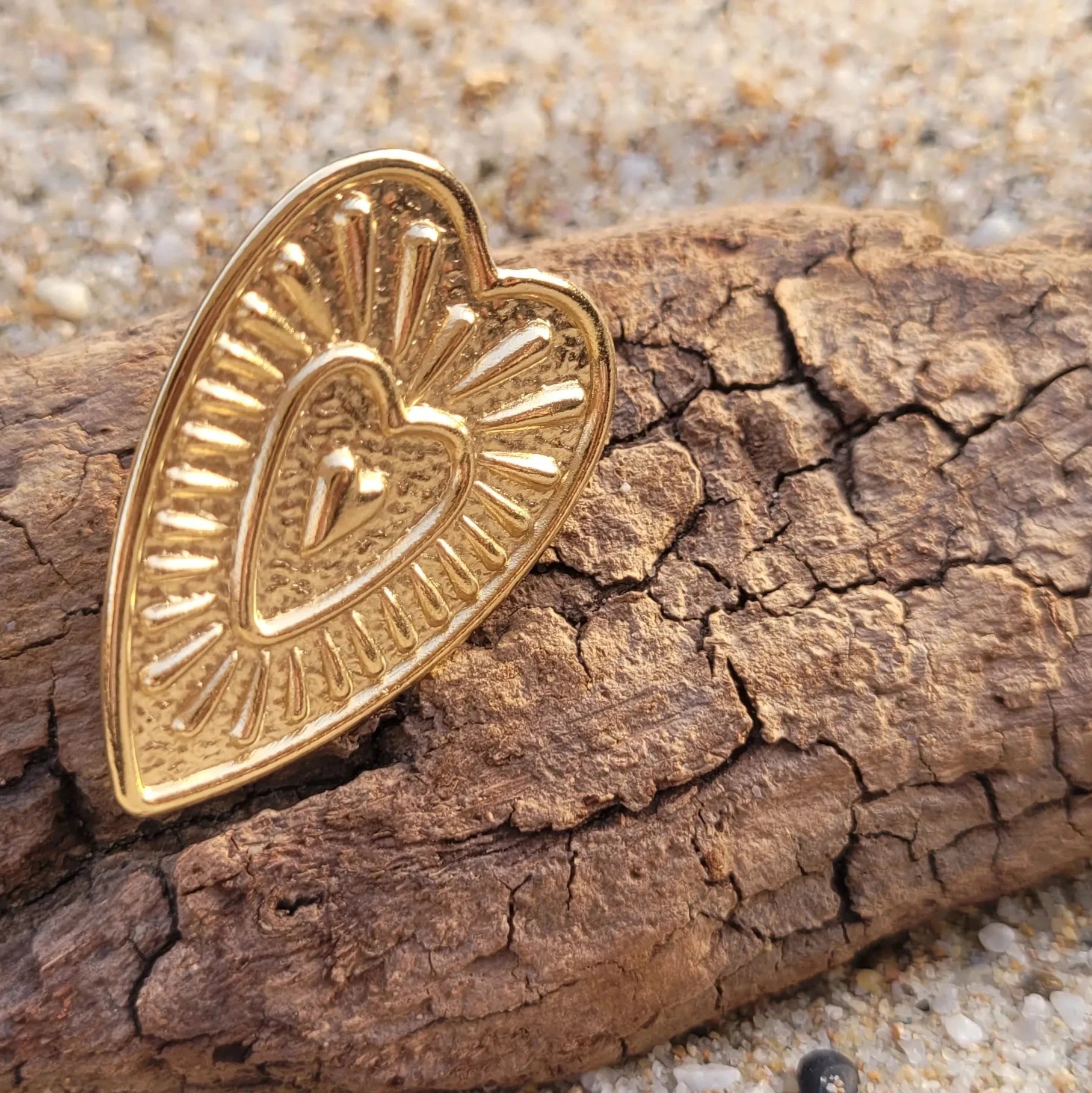 broche pour vêtement Valentine en forme de cœur doré