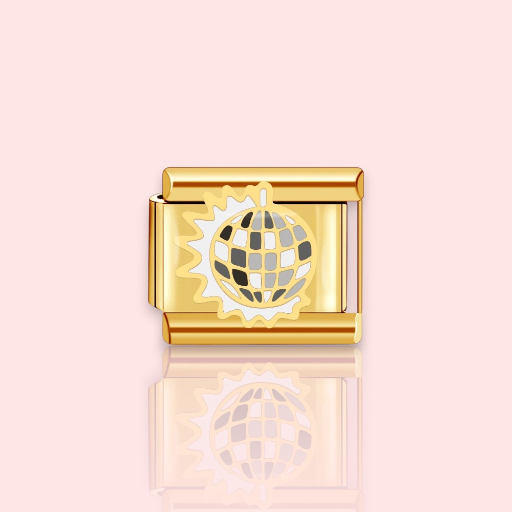 charm pour bracelet italien Bellissima doré motif boule à facettes