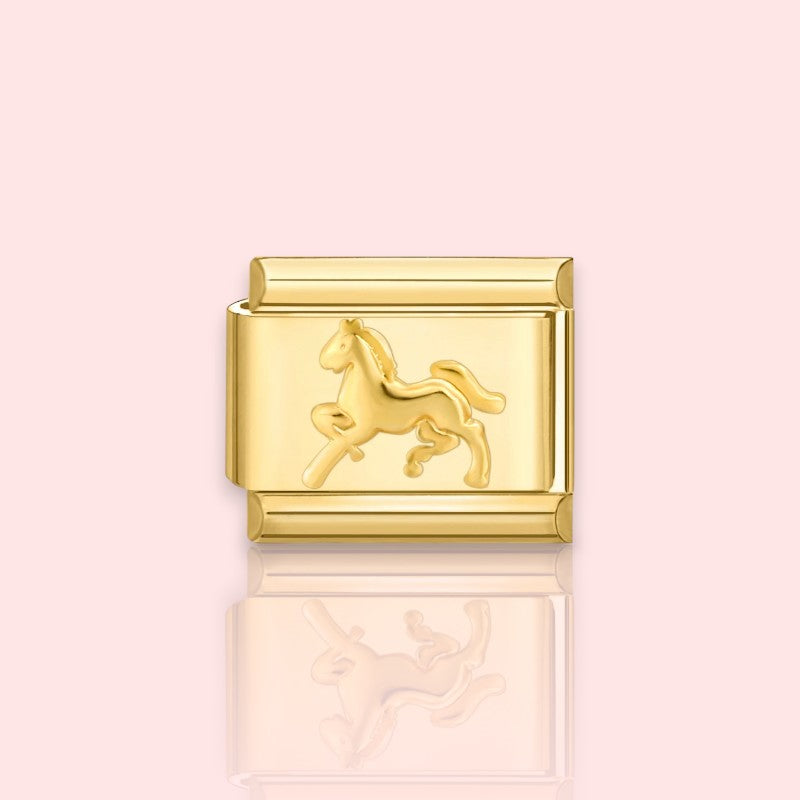 charm pour bracelet italien Bellissima doré motif cheval