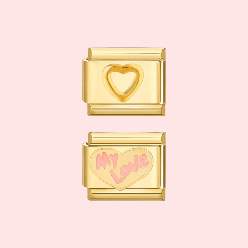 charm pour bracelet italien Bellissima doré collections cœurs