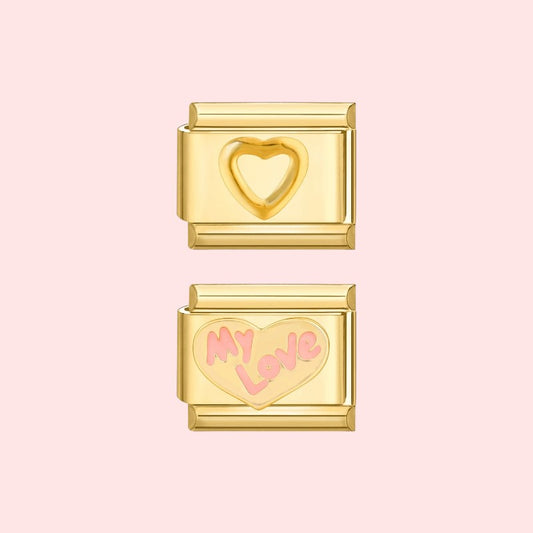 charm pour bracelet italien Bellissima doré collections cœurs