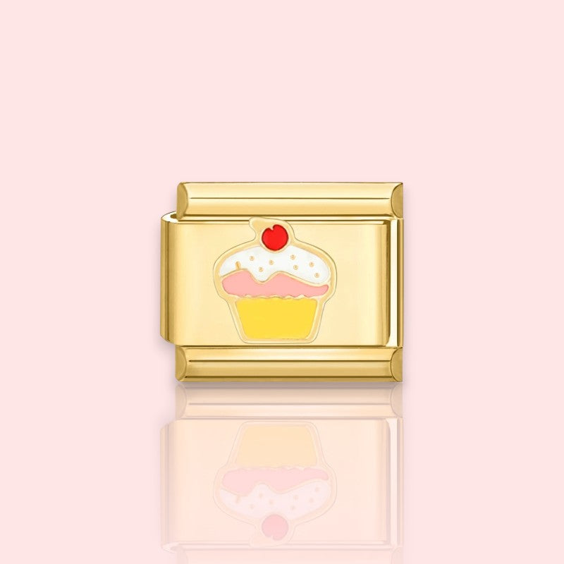 charm pour bracelet italien Bellissima doré motif cup cake