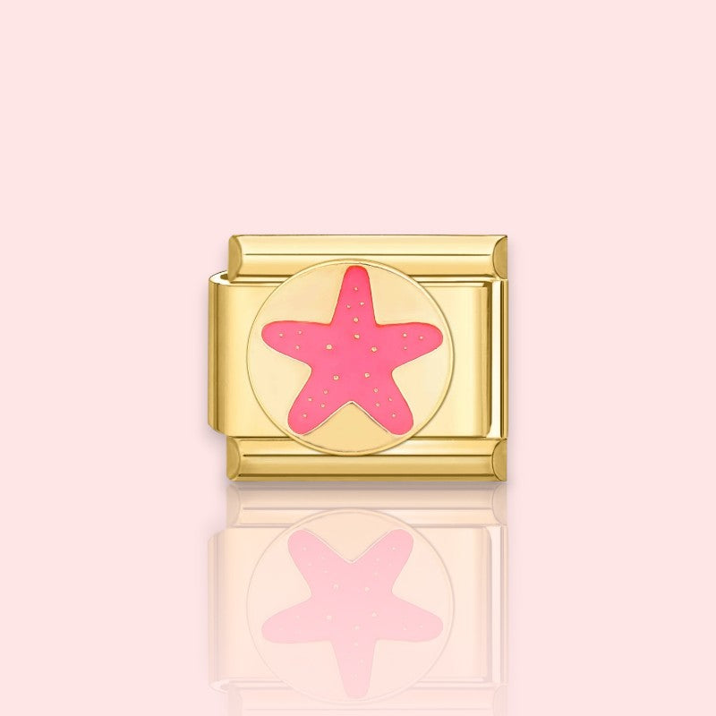 charm pour bracelet italien Bellissima doré motif étoile de mer rose