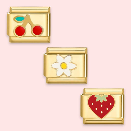 charm pour bracelet italien Bellissima doré collection fruits et fleurs