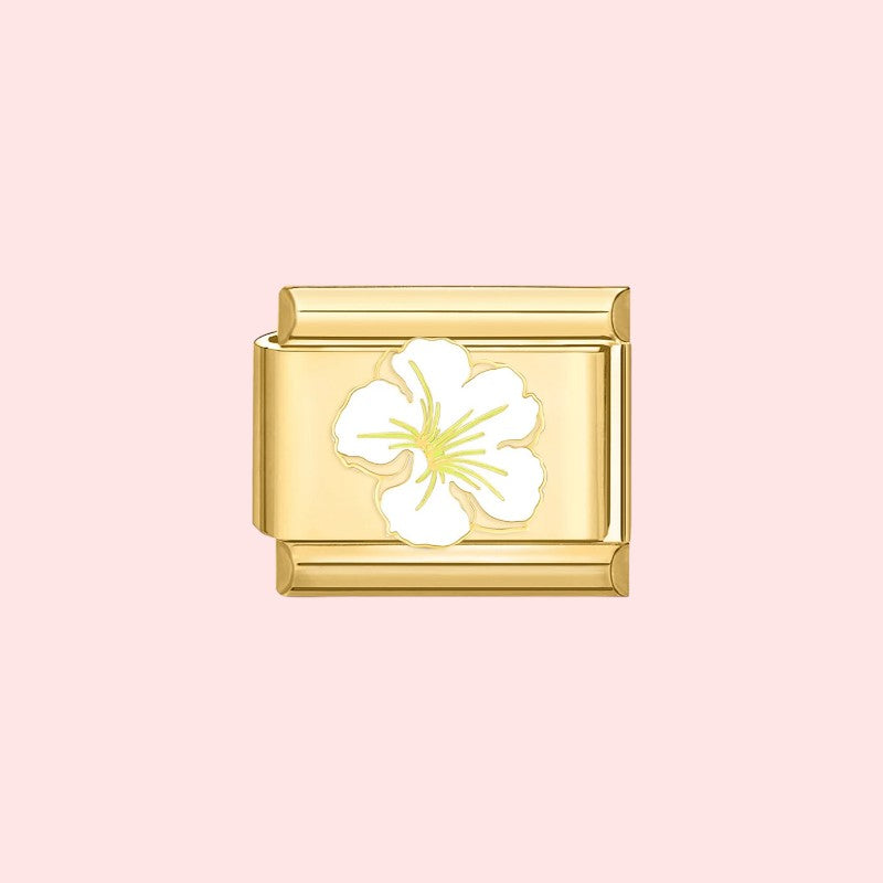 charm pour bracelet italien Bellissima doré motif hibiscus