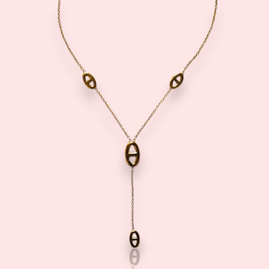 collier Azura, un sautoir fantaisie à la maille marine dorée