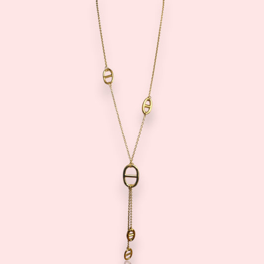 collier Naya, un sautoir fantaisie à la maille marine dorée