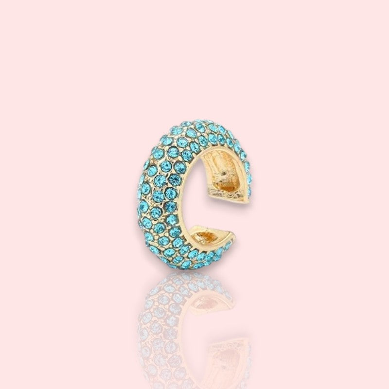 earcuff doré Chromia turquoise en acier inoxydable, un faux piercing tendance en 2025