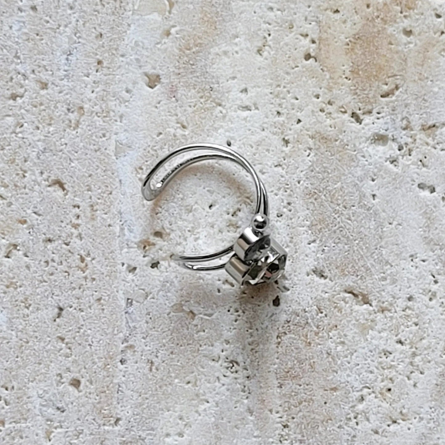 ear cuff Kara argenté, bague d’oreille sans perçage en acier inoxydable
