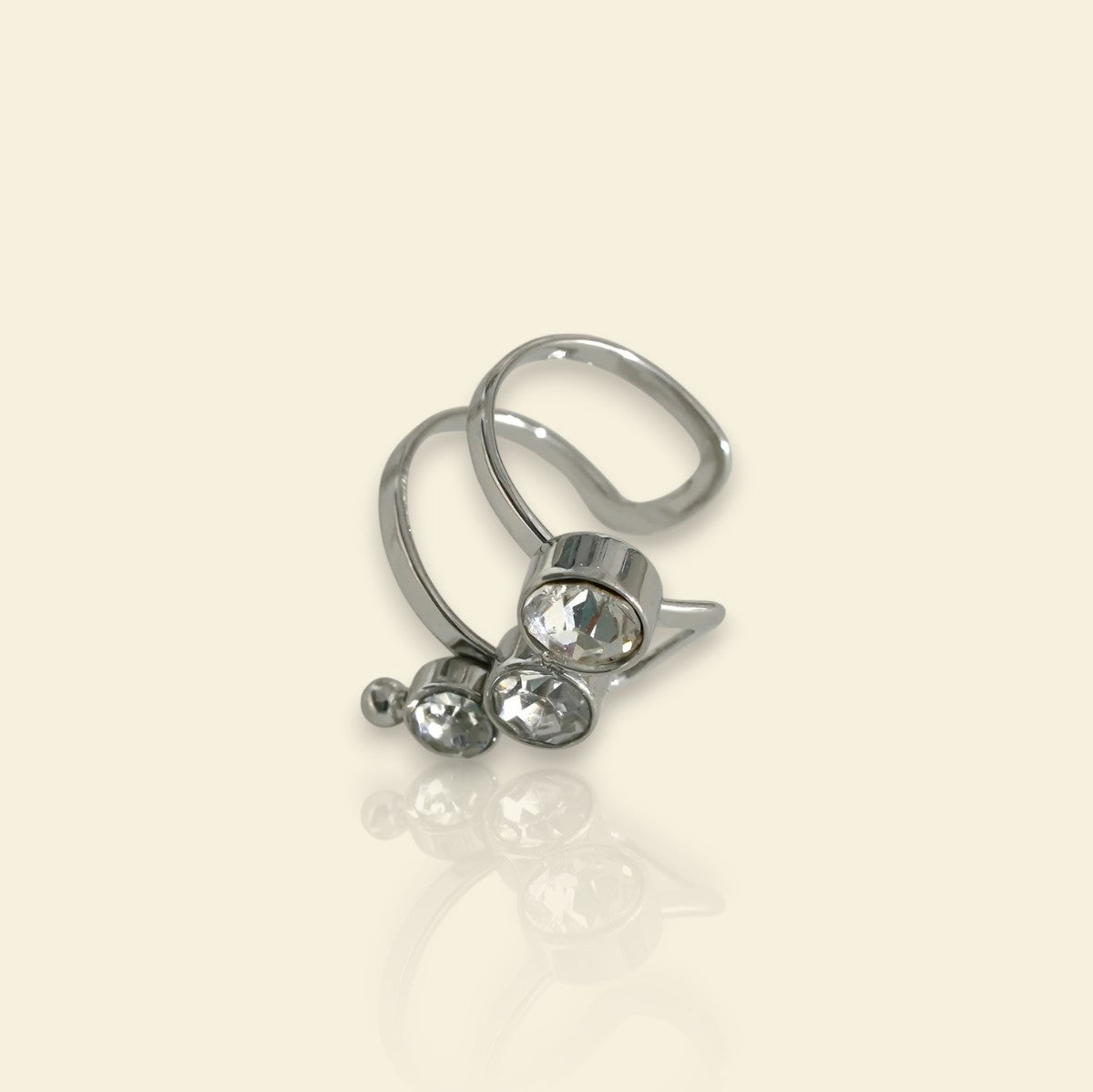 boucle d’oreille sans trou Kara argentée, ear cuff en acier inoxydable