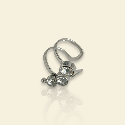 boucle d’oreille sans trou Kara argentée, ear cuff en acier inoxydable
