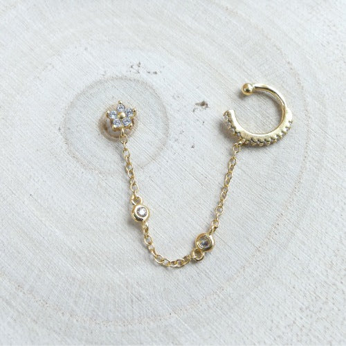 ear cuff Singularu Nyra, bague d’oreille sans perçage en plaqué or