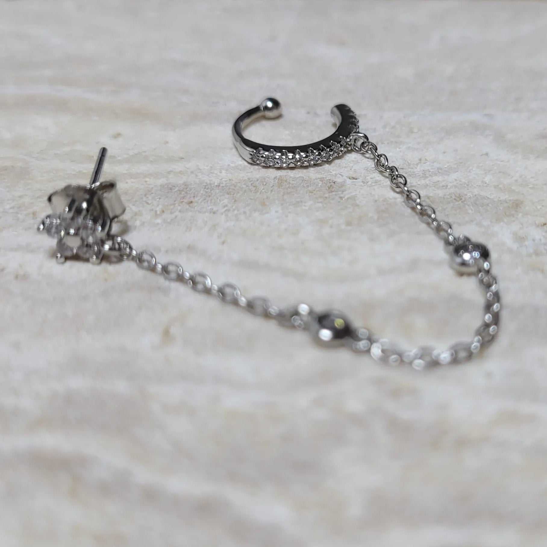 ear cuff oreilles non percées Singularu-Nyra argenté, bague d’oreille sans perçage