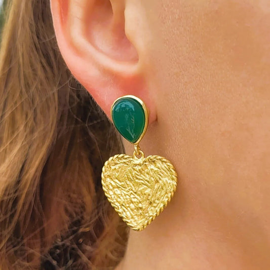 boucles d’oreilles fantaisie Niiki Paris Cupidon onyx vert pour célébrer l’amour