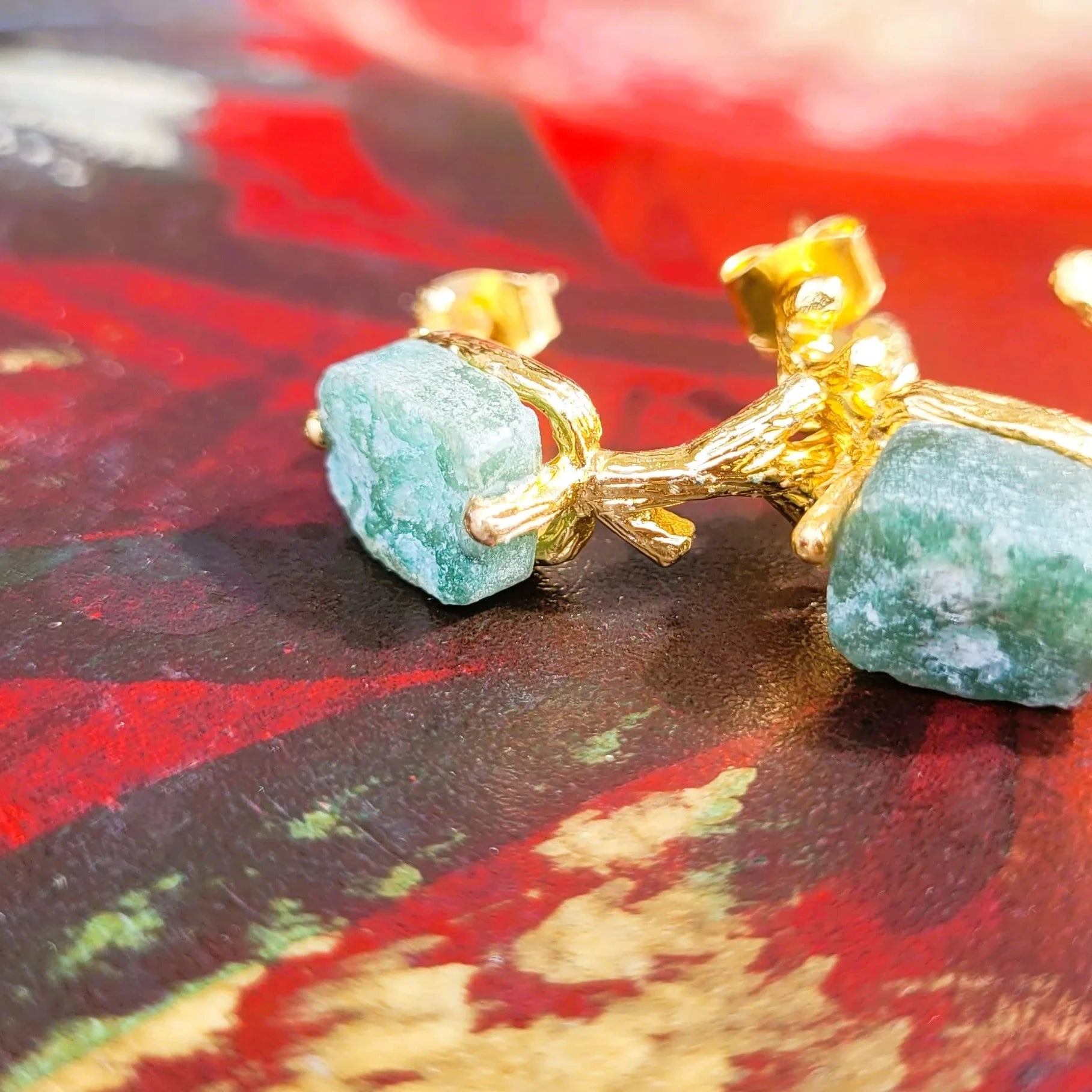 bijoux d’oreilles pour femme Linoy de Niiki Paris avec pierre d’aventurine semi-précieuse