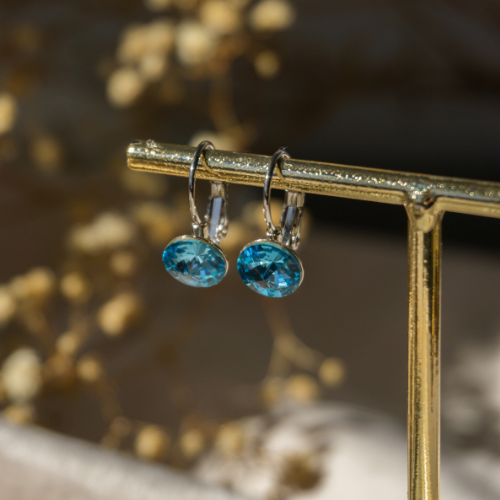 boucles d'oreilles pendantes cristal swarovski®bleu 