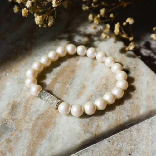 Bracelet perles nacre sur fermoir cristal Swarovski®