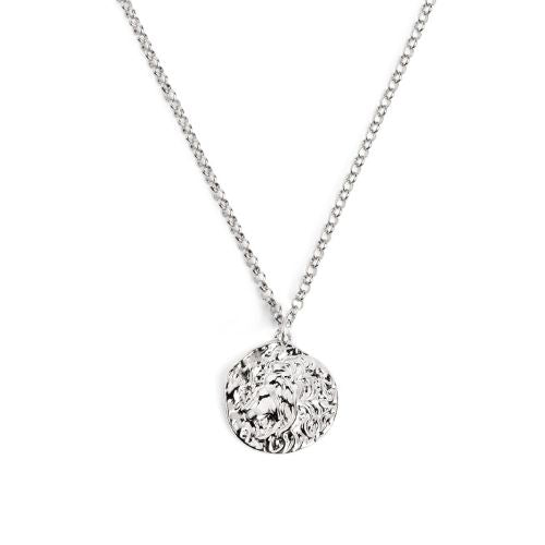 Collier pendentif rond horoscope lion en argent