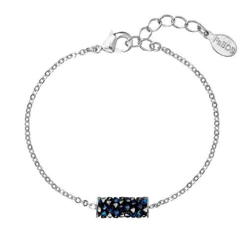 Bracelet tube raffiné et élégant avec cristaux scintillants Bleu