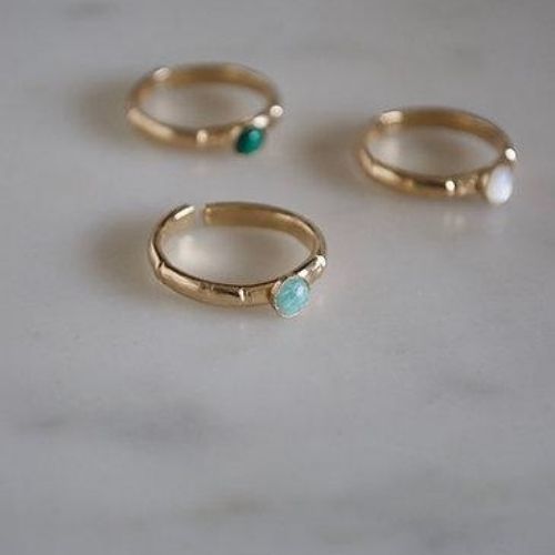 Bague plaqué or Pierre Amazonite bleue