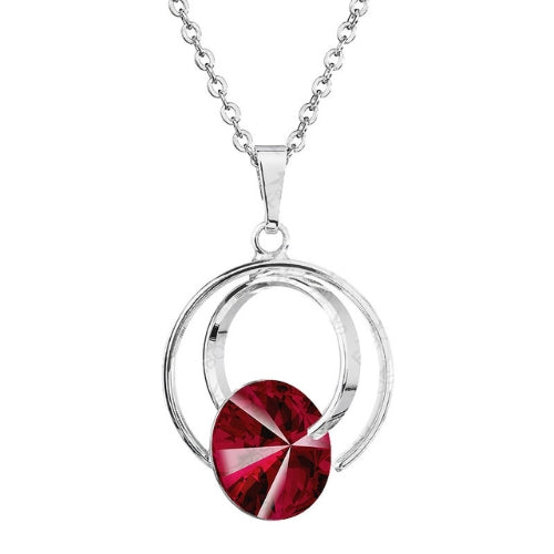 Collier solitaire cristal rouge scintillant