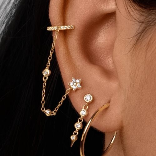 boucle d’oreille pour cartilage Singularu Nyra, ear cuff oreilles non percées
